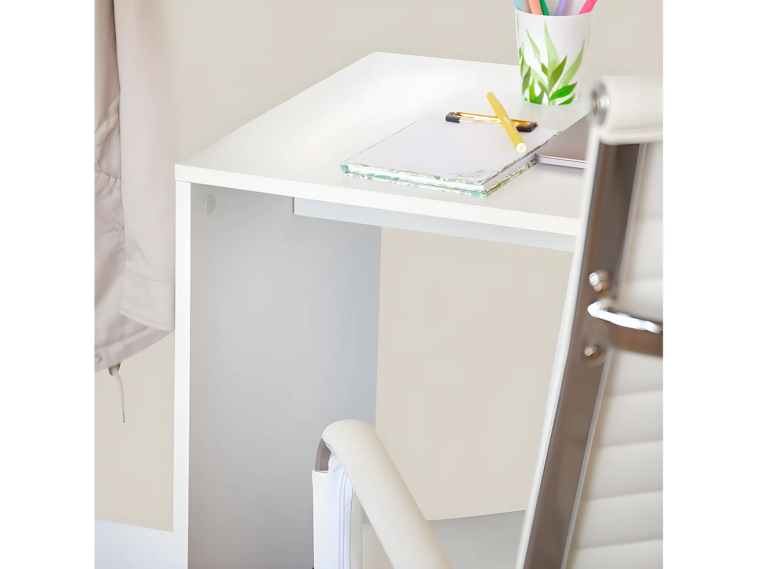 Mesa de estudio con estantería Qanik Blanco