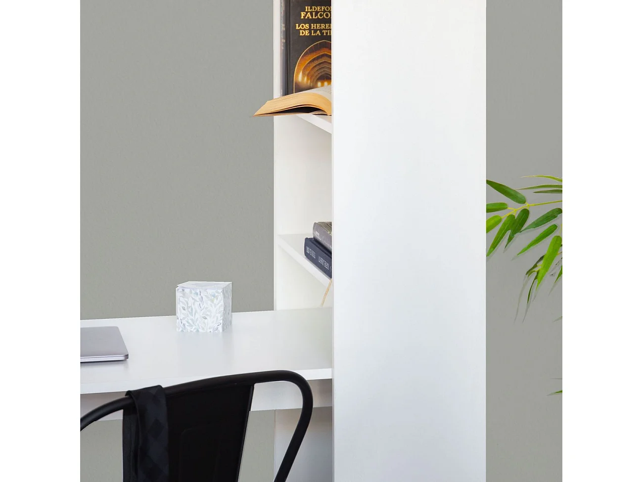 Mesa de estudio con estantería Qanik Blanco