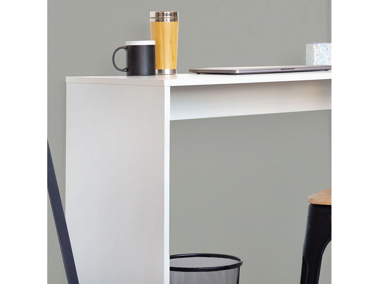 Mesa de estudio con estantería Qanik Blanco