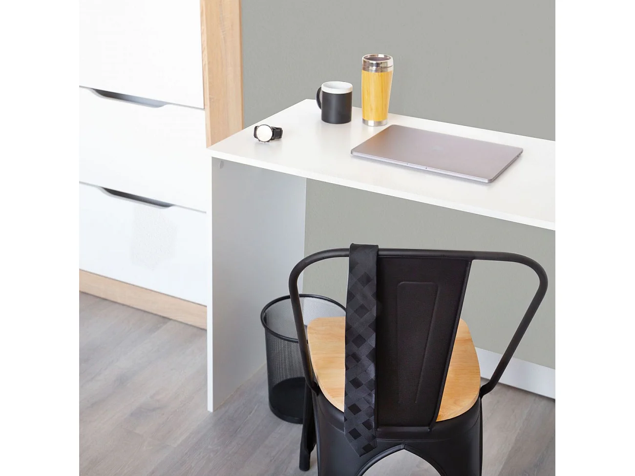 Mesa de estudio con estantería Qanik Blanco