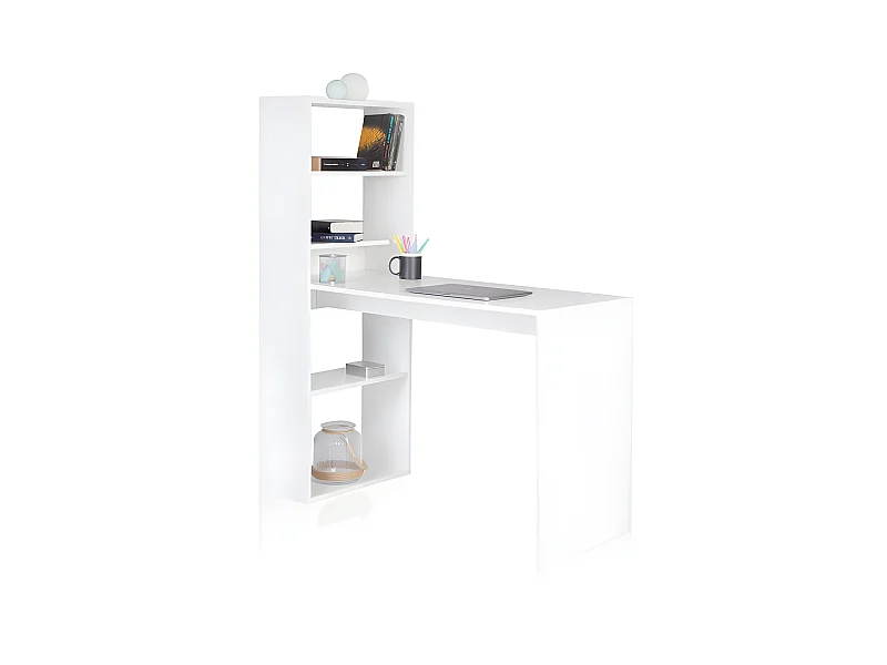 Mesa de estudio con estantería Qanik Blanco
