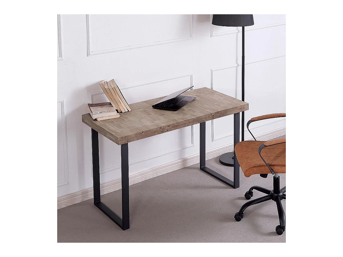 Escritorio Natural diseño nórdico roble American/negro 73x120x60 cm Adec