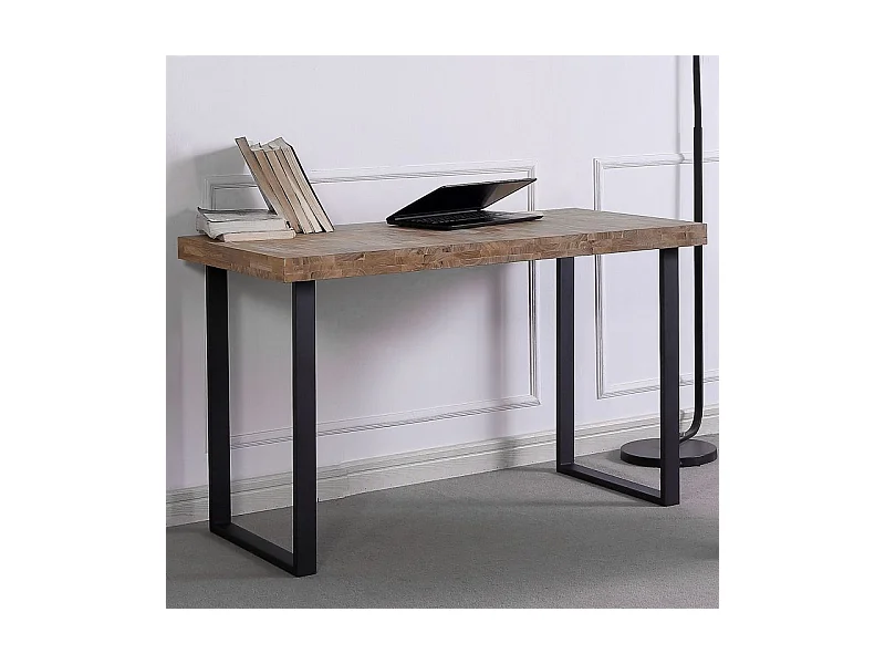 Escritorio Natural diseño nórdico roble American/negro 73x120x60 cm Adec