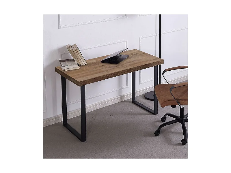 Escritorio Natural diseño nórdico roble American/negro 73x120x60 cm Adec