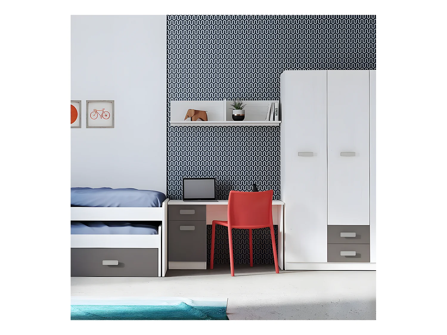 Mesa de estudio Play Andersen Pino - Gris Grafito