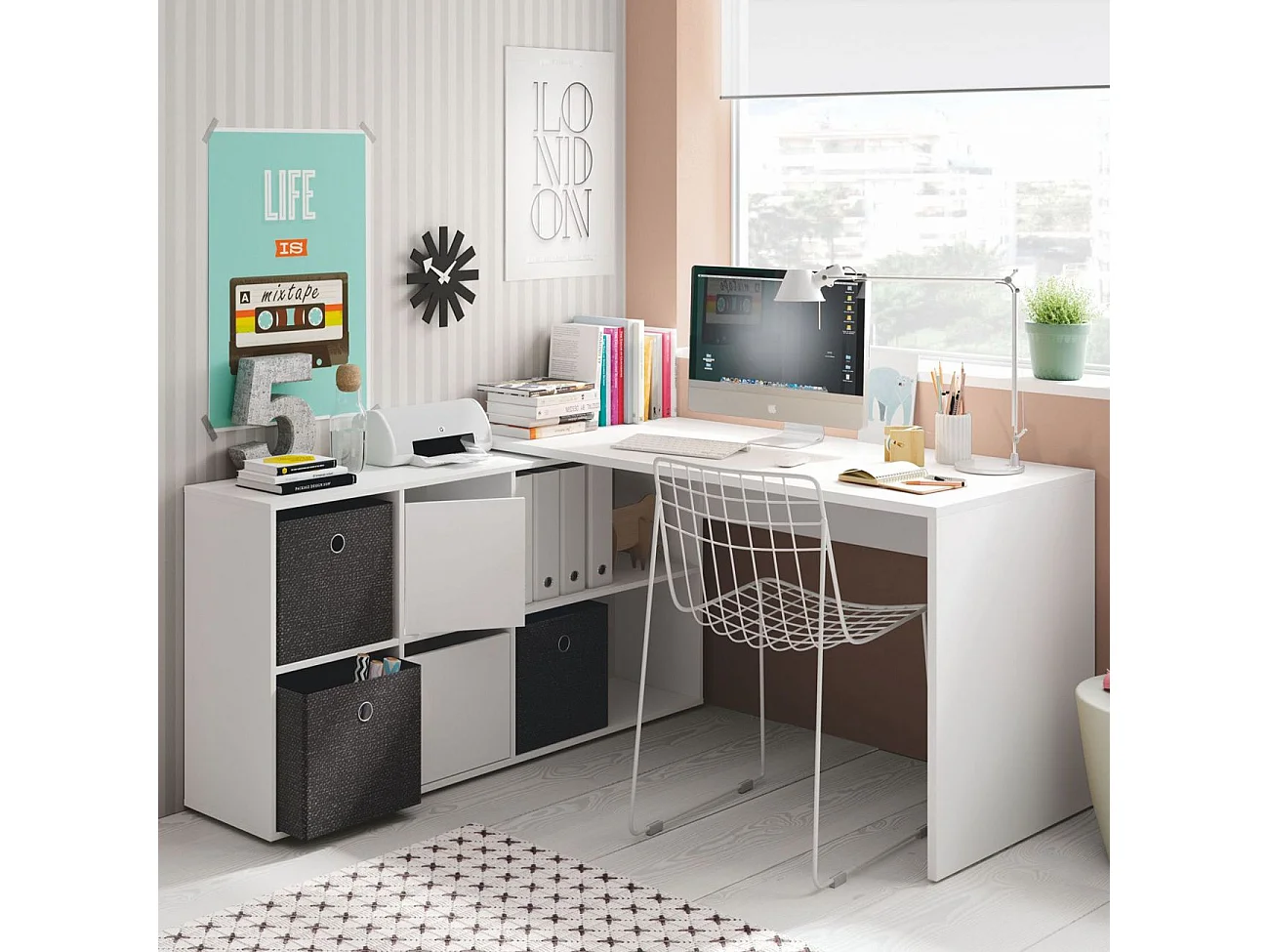 Mesa de escritorio Adapta XL Blanco Artik (Blanco Mate)