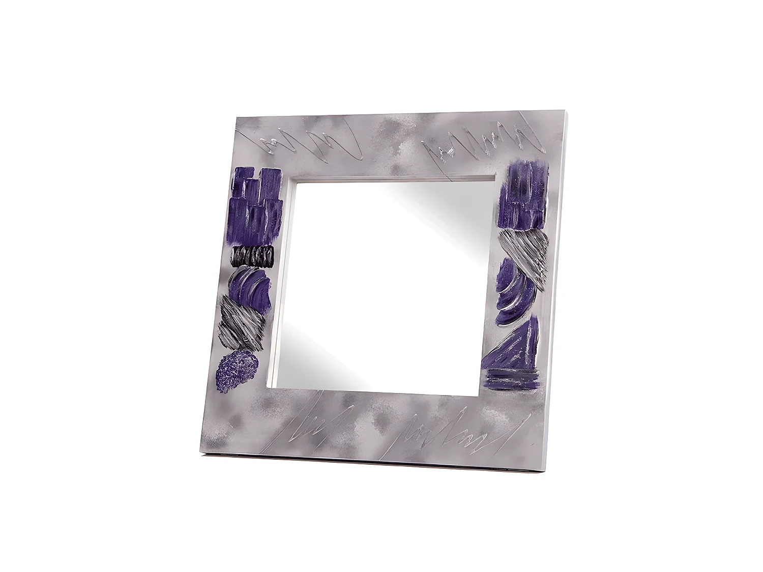 Espejo artesanal Texturas Plata - Lila