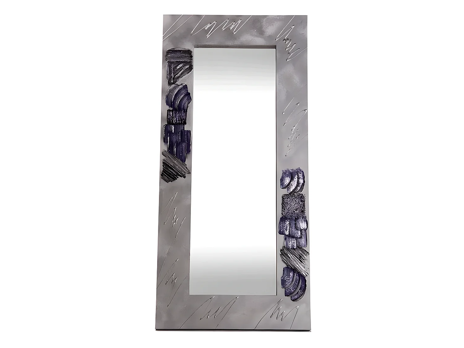 Espejo artesanal Texturas Plata - Lila