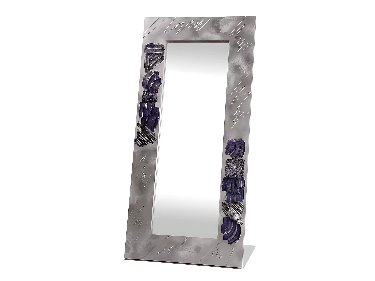 Espejo artesanal Texturas Plata - Lila
