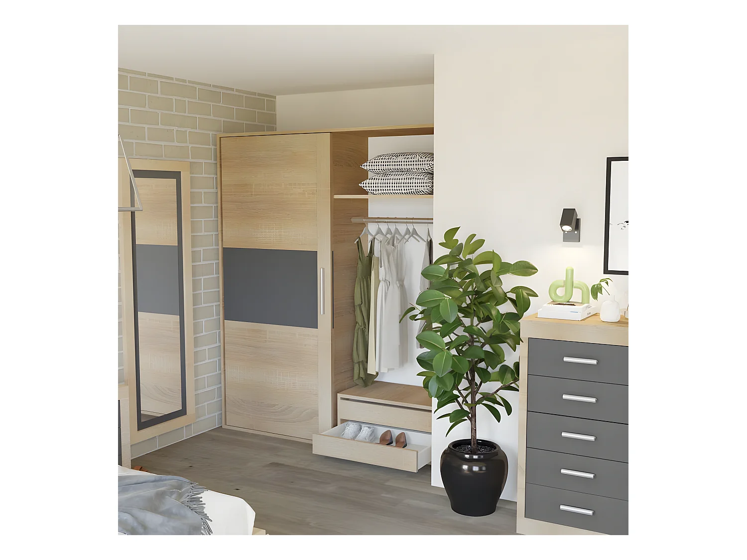 Espejo de pared Kira Cambria - Grafito