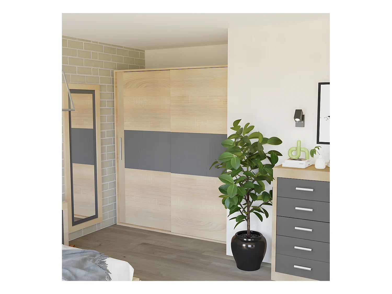 Espejo de pared Kira Cambria - Grafito