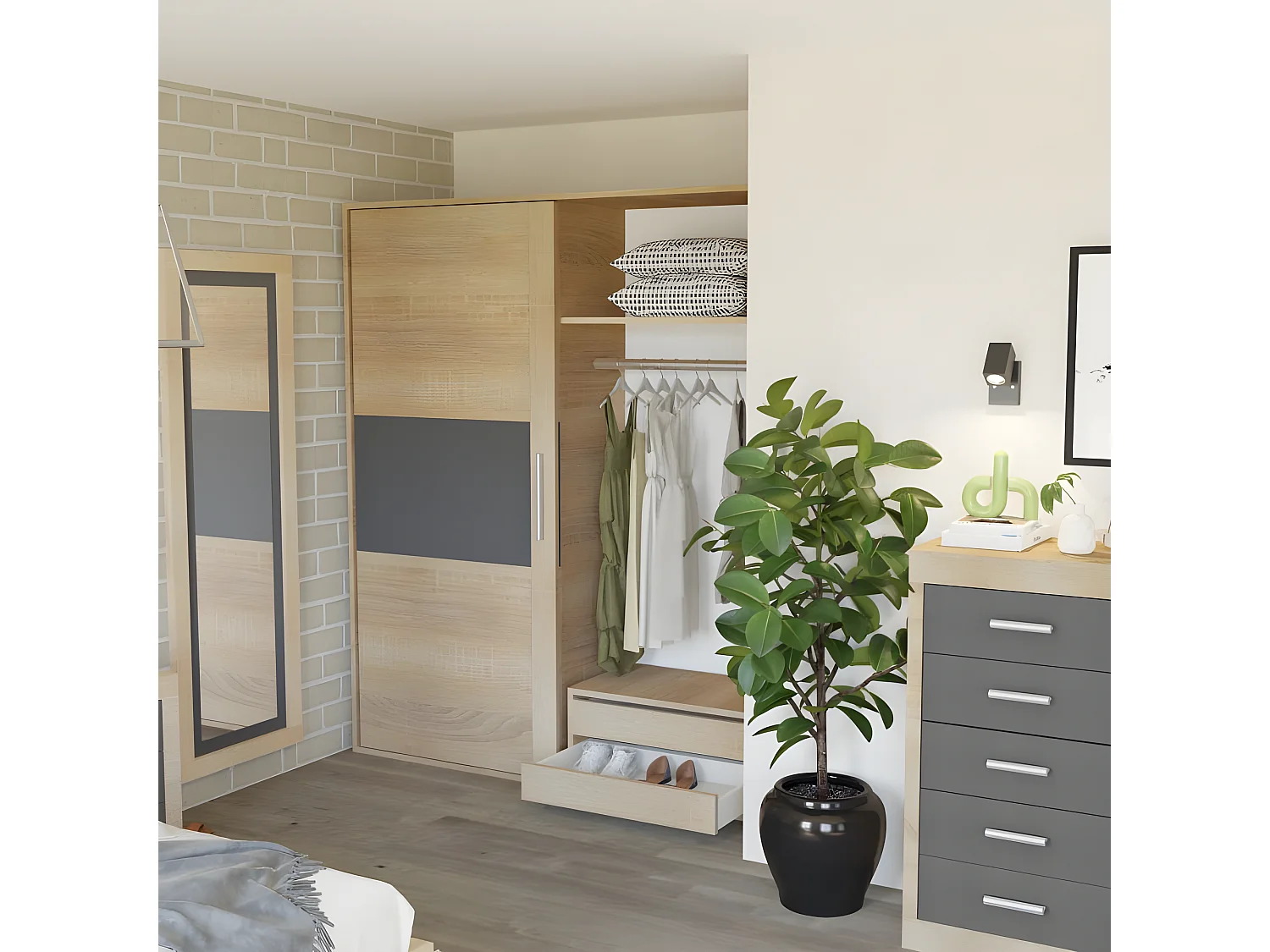 Espejo de pared Kira Cambria - Grafito