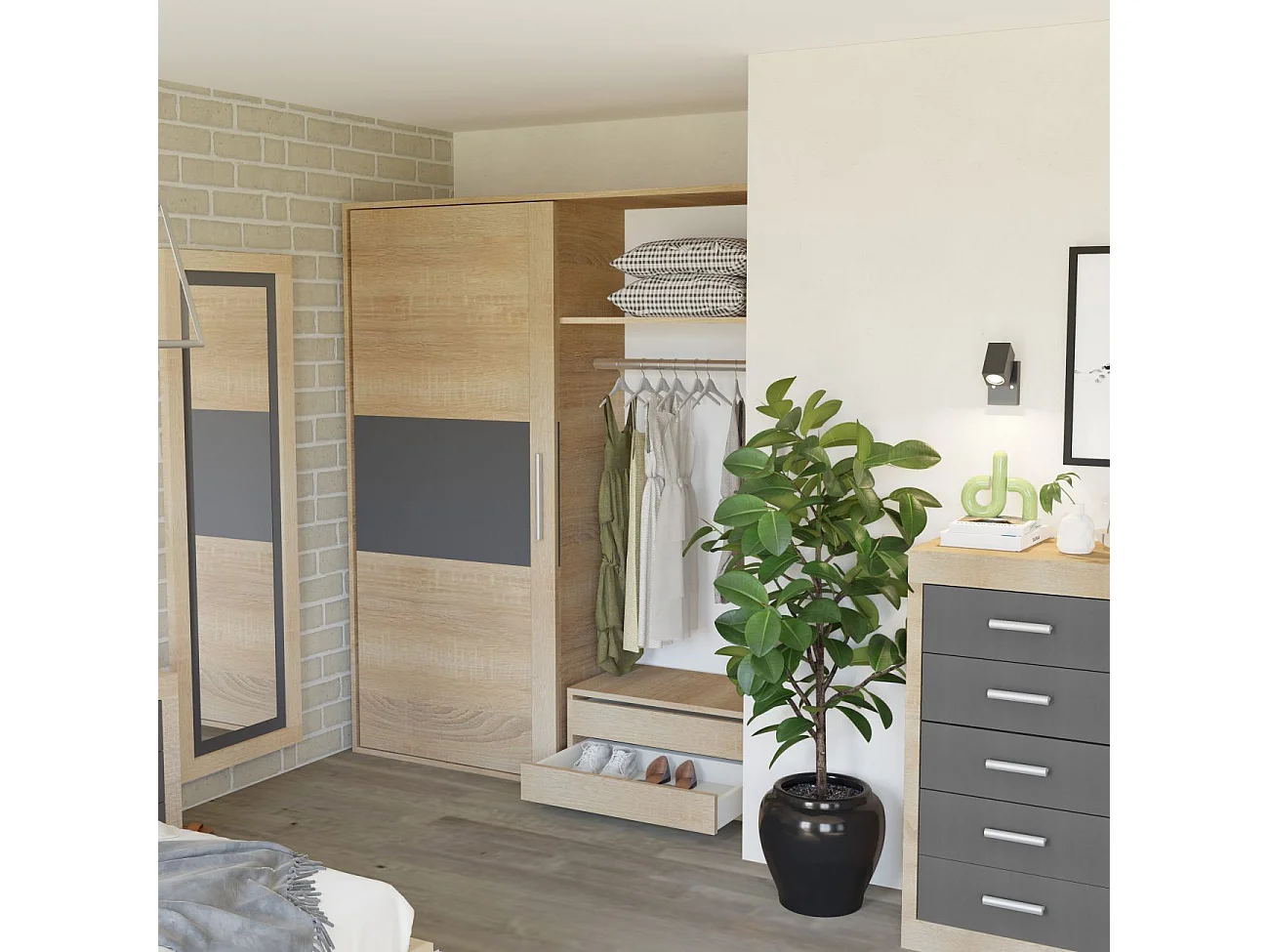 Espejo de pared Kira Cambria - Grafito