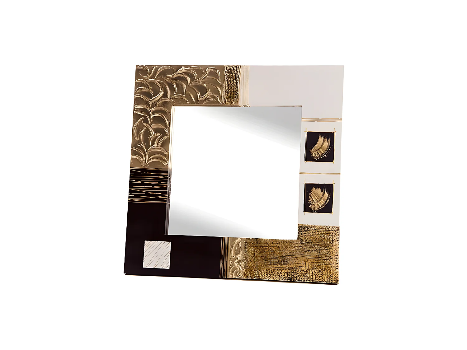 Espejo artesanal Maderas Oro Negro Acrílico