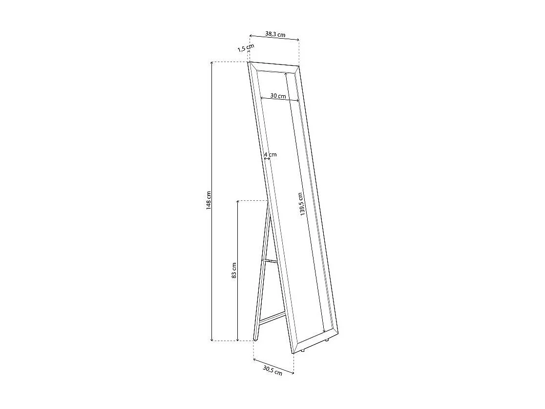 Espejo de pie Cardiff negro 146,5x38,5x30,5 cm