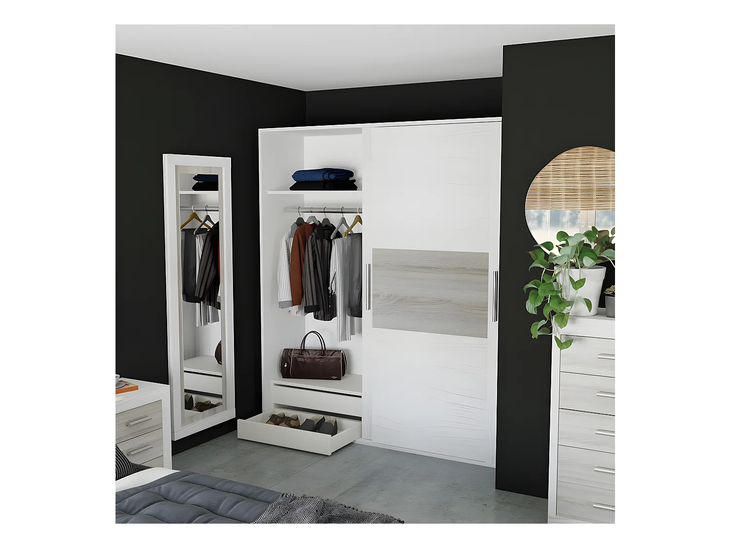 Espejo de pared Kira Andersen Pino - Gris