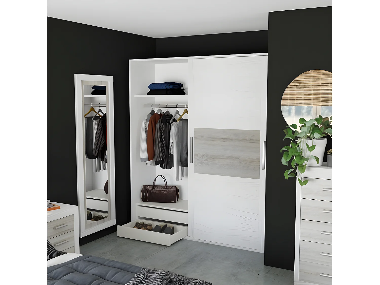 Espejo de pared Kira Andersen Pino - Gris