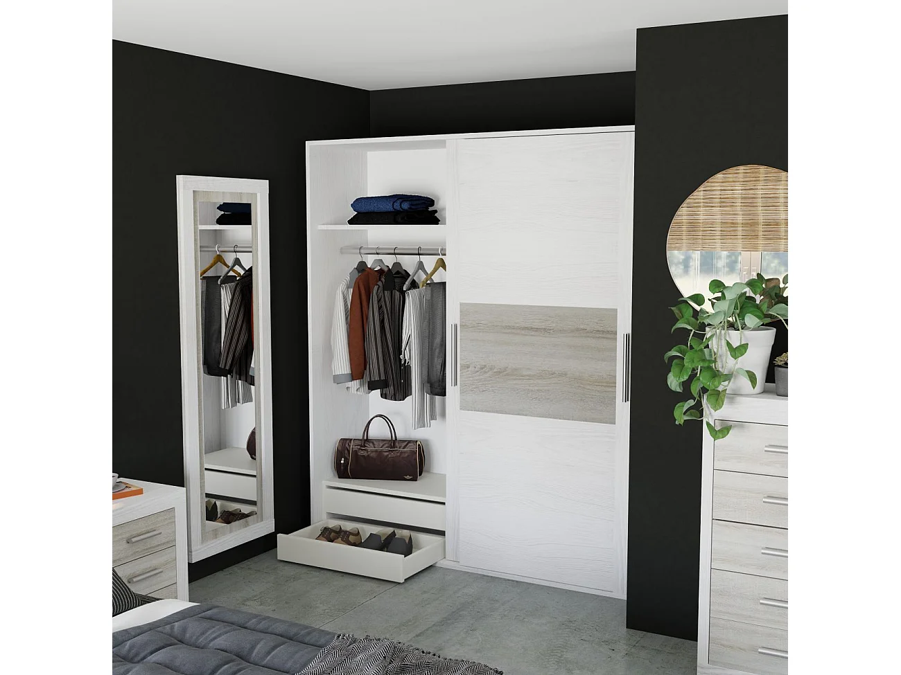 Espejo de pared Kira Andersen Pino - Gris