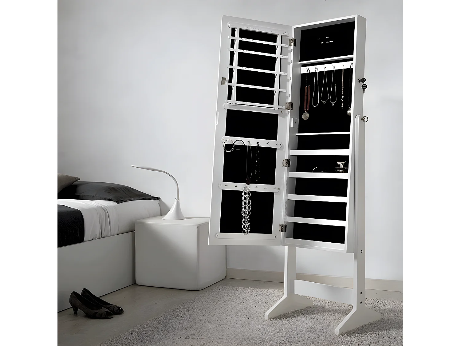 Espejo joyero Lacado Blanco