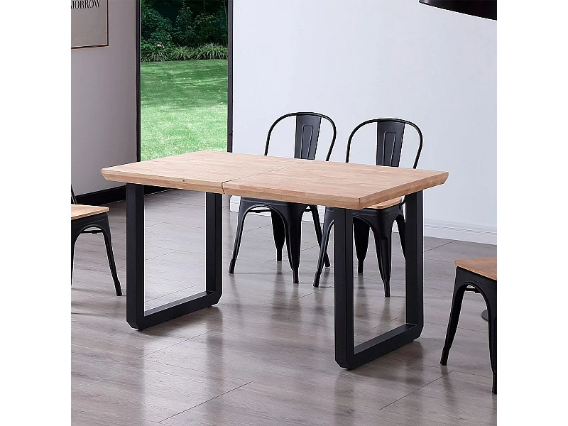 Mesa de comedor extensible Roma roble Nordish/negro 77x140x80 cm Adec