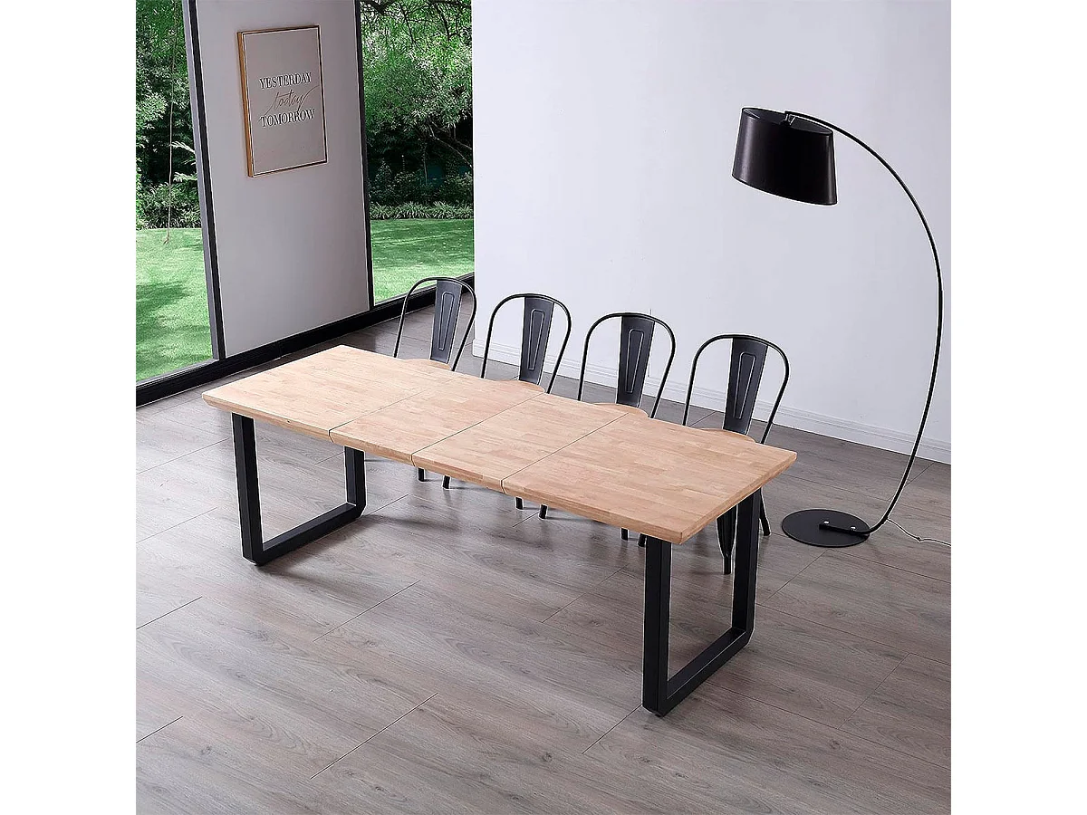 Mesa de comedor extensible Roma roble Nordish/negro 77x140x80 cm Adec