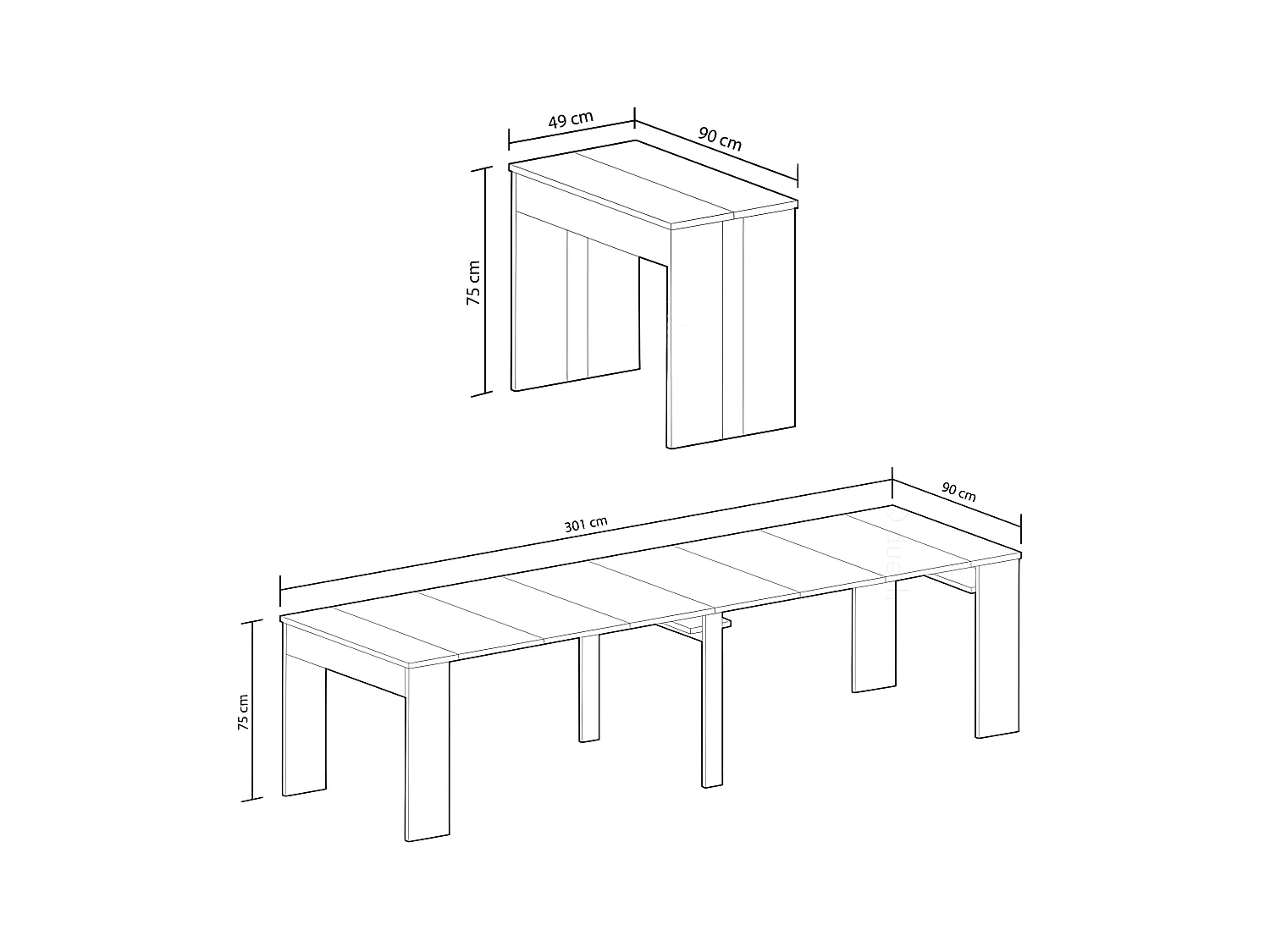 Mesa consola extensible Épsilon Gris cemento