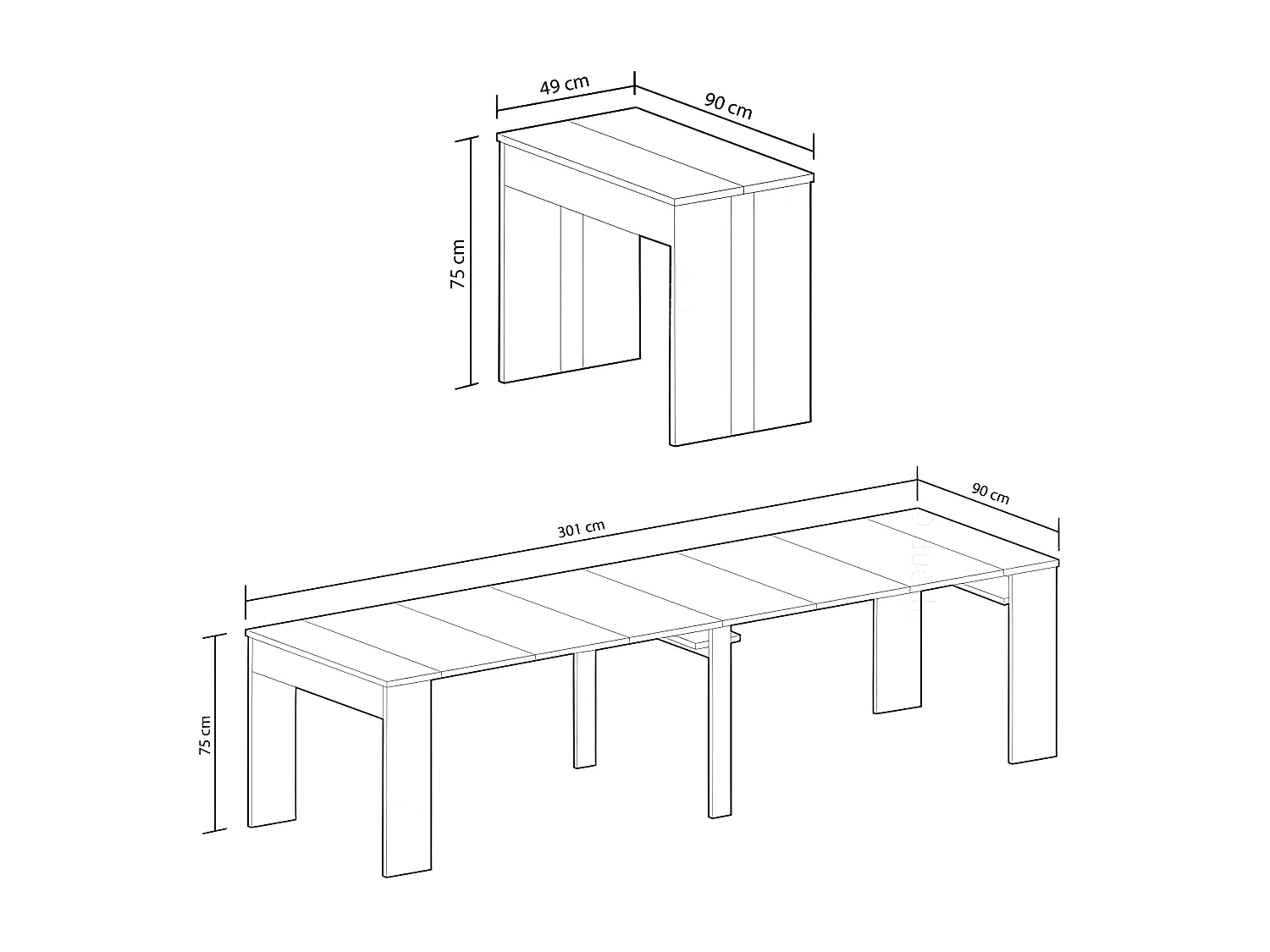 Mesa consola extensible Épsilon Gris cemento