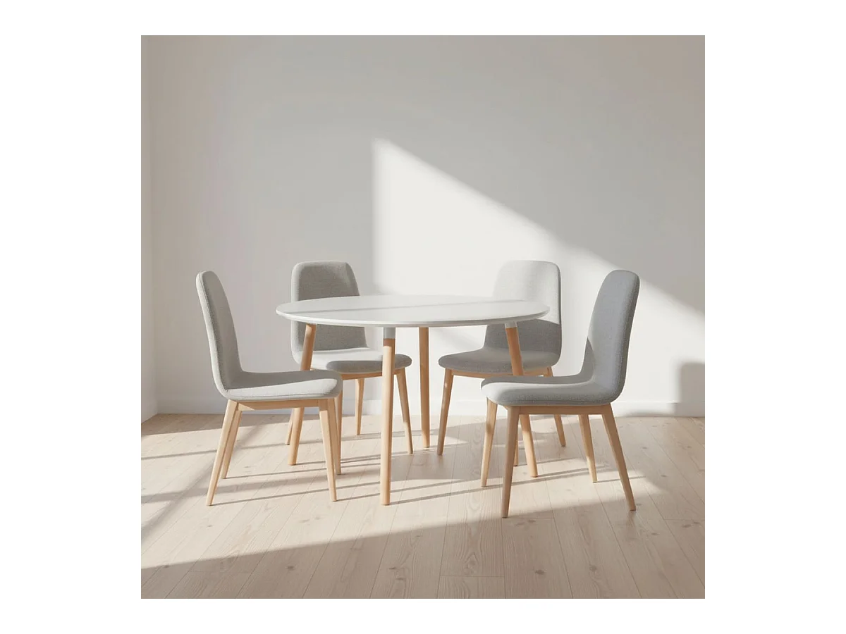 Mesa de comedor Nordika extensible forma redonda blanco/haya 100-140-180 cm Adec