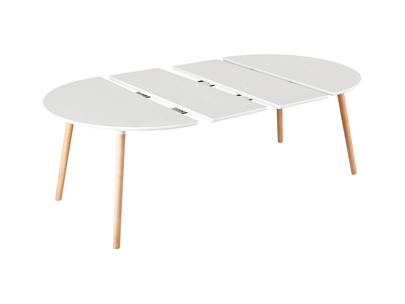 Mesa de comedor Nordika extensible forma redonda blanco/haya 100-140-180 cm Adec