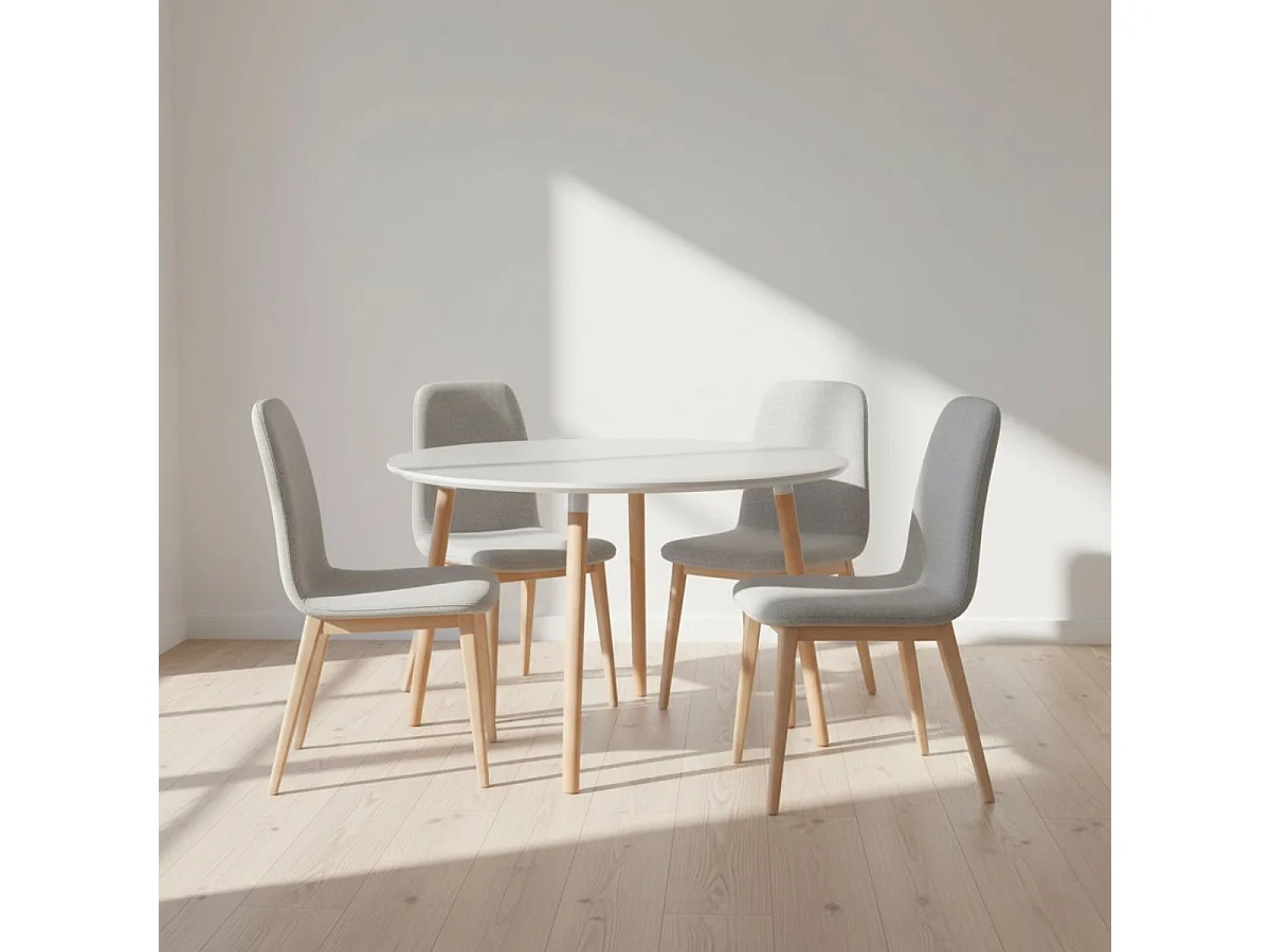 Mesa circular extensível Nordika Blanco - Madera de haya