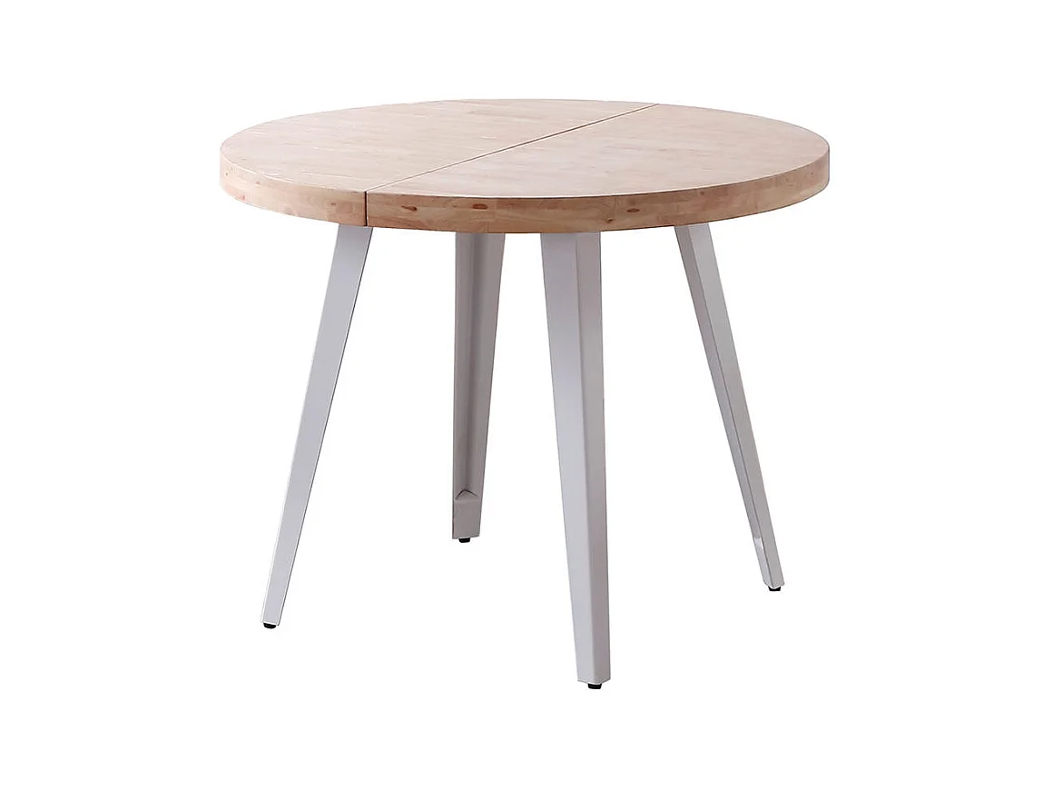 Table ronde extensible Bali en chêne nordique blanc 76x100-180 cm