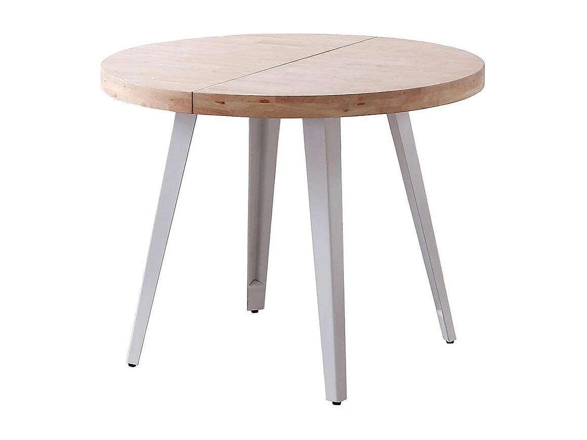 Table ronde extensible Bali en chêne nordique blanc 76x100-180 cm