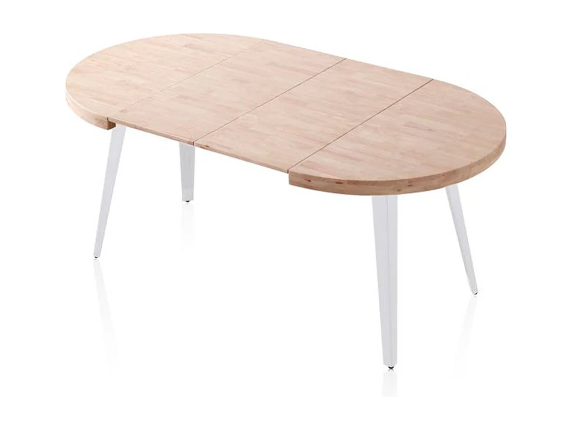 Table ronde extensible Bali en chêne nordique blanc 76x100-180 cm