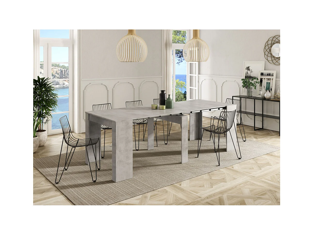 Consola de comedor extensible Funzionale 5 posiciones cemento