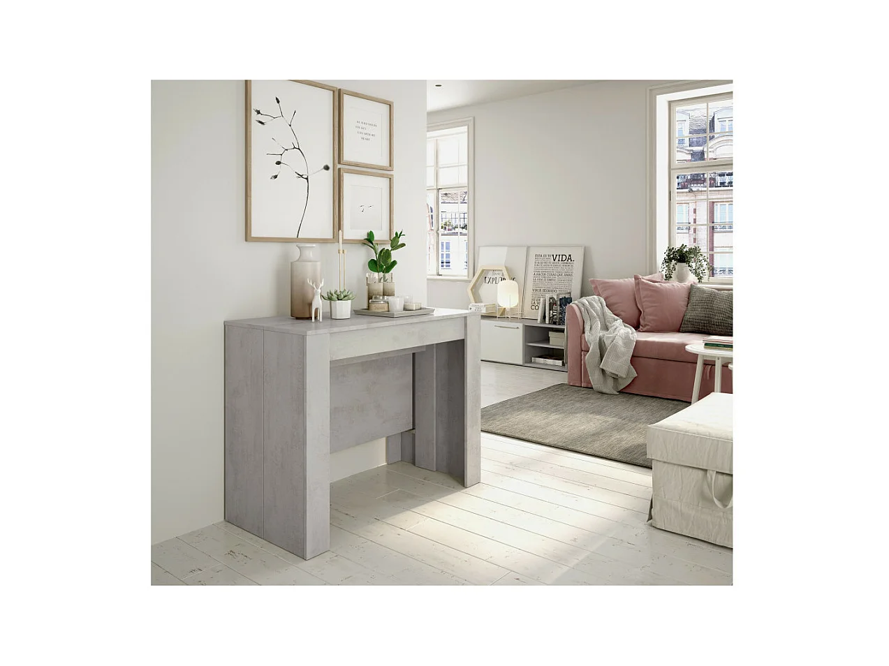 Consola de comedor extensible Funzionale 5 posiciones cemento