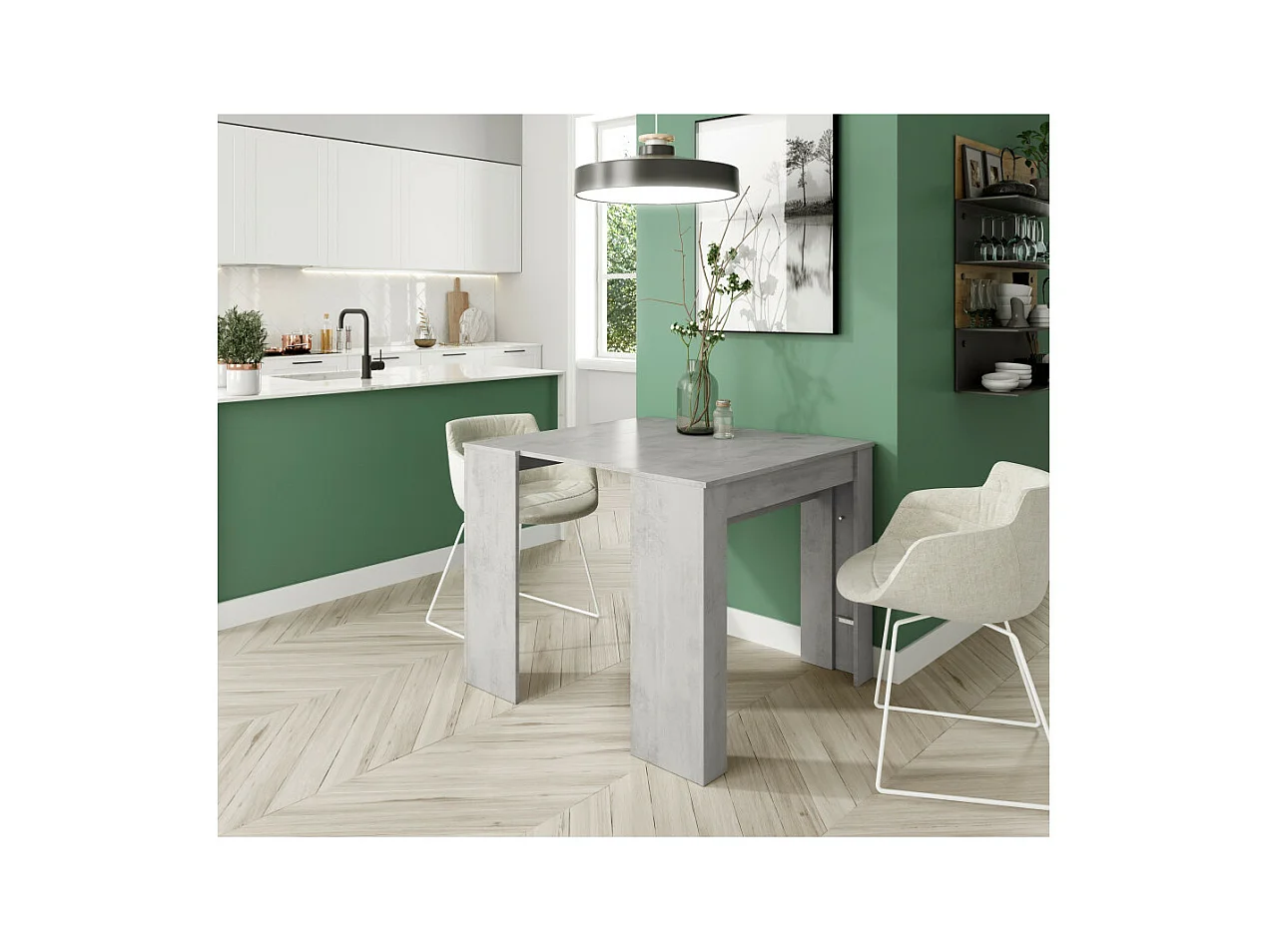 Consola de comedor extensible Funzionale 5 posiciones cemento