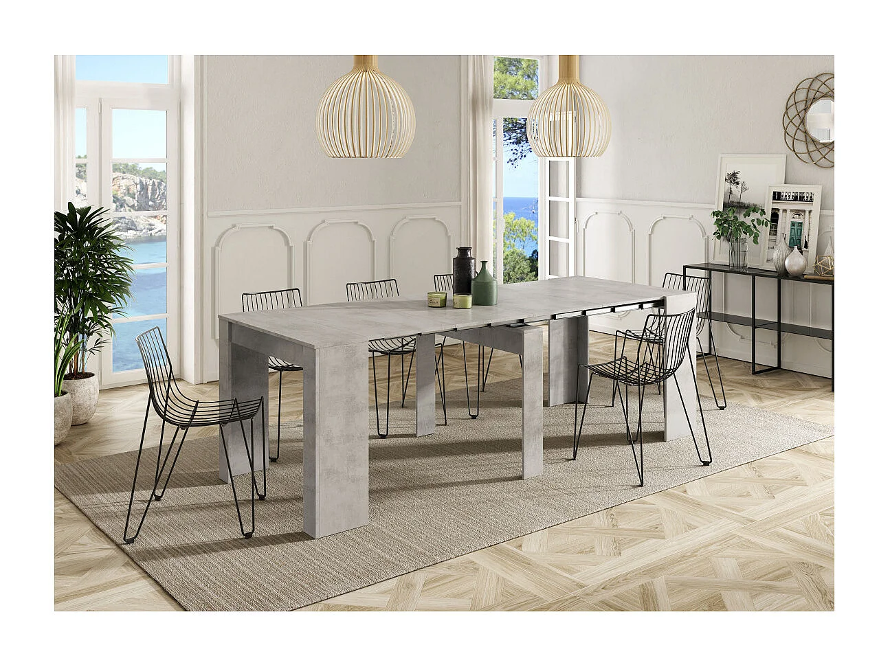 Mesa de consola extensível Kendra Cemento