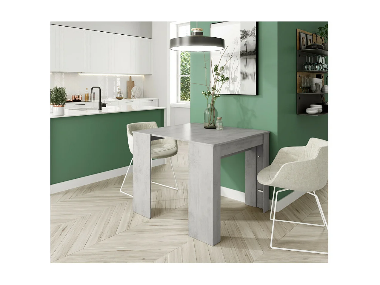 Mesa de consola extensível Kendra Cemento