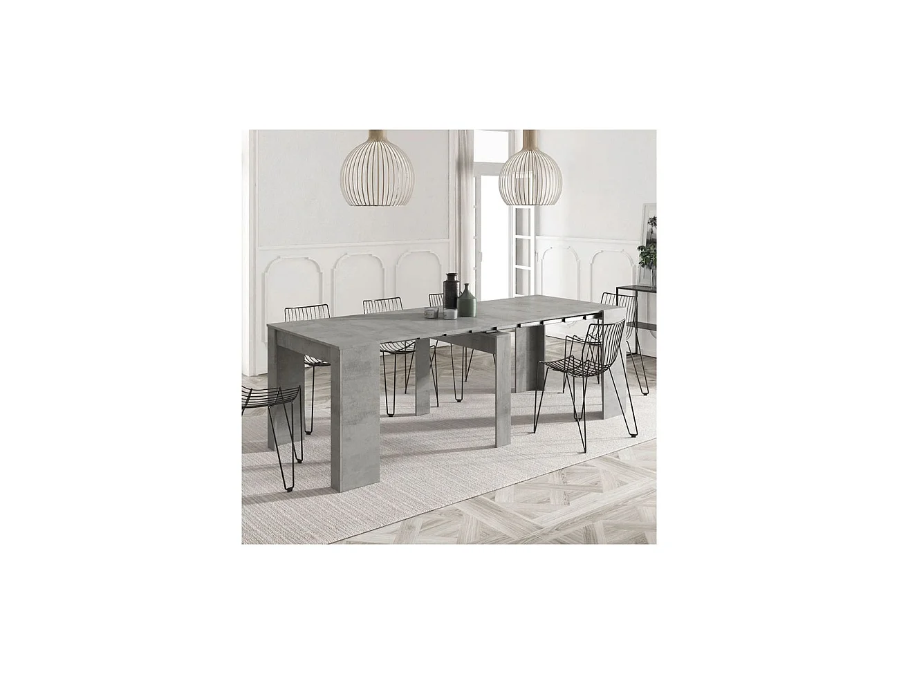 Table à manger LENA extensible L51-237cm - Béton