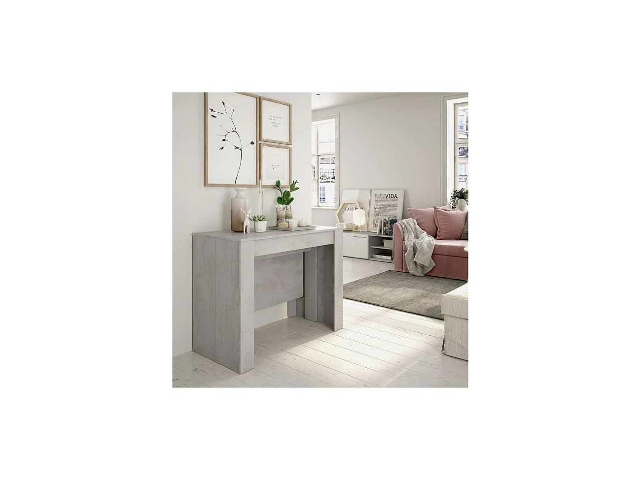 Table à manger LENA extensible L51-237cm - Béton