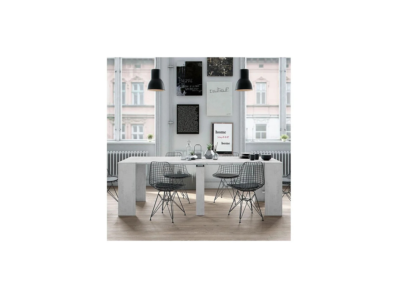 Table à manger LENA extensible L51-237cm - Béton