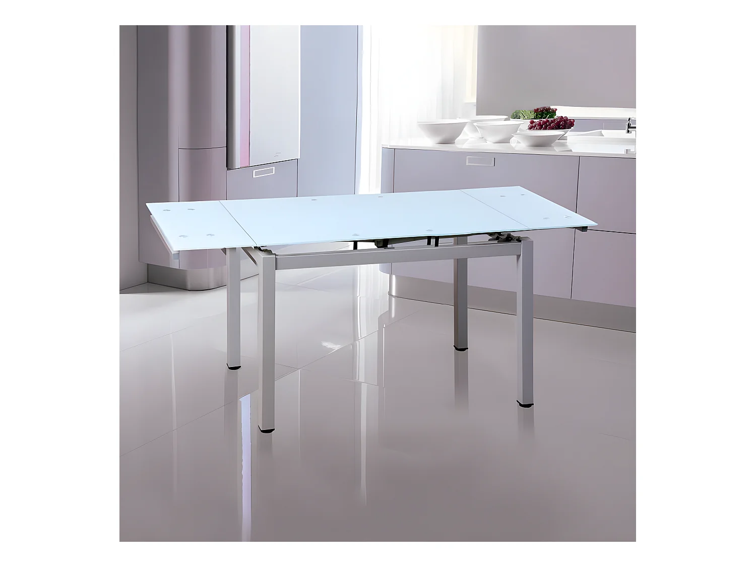Mesa de cocina extensible Chef Gris - Blanco