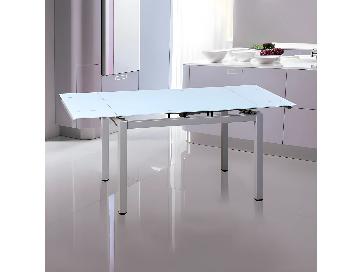 Mesa de cocina extensible Chef Gris - Blanco