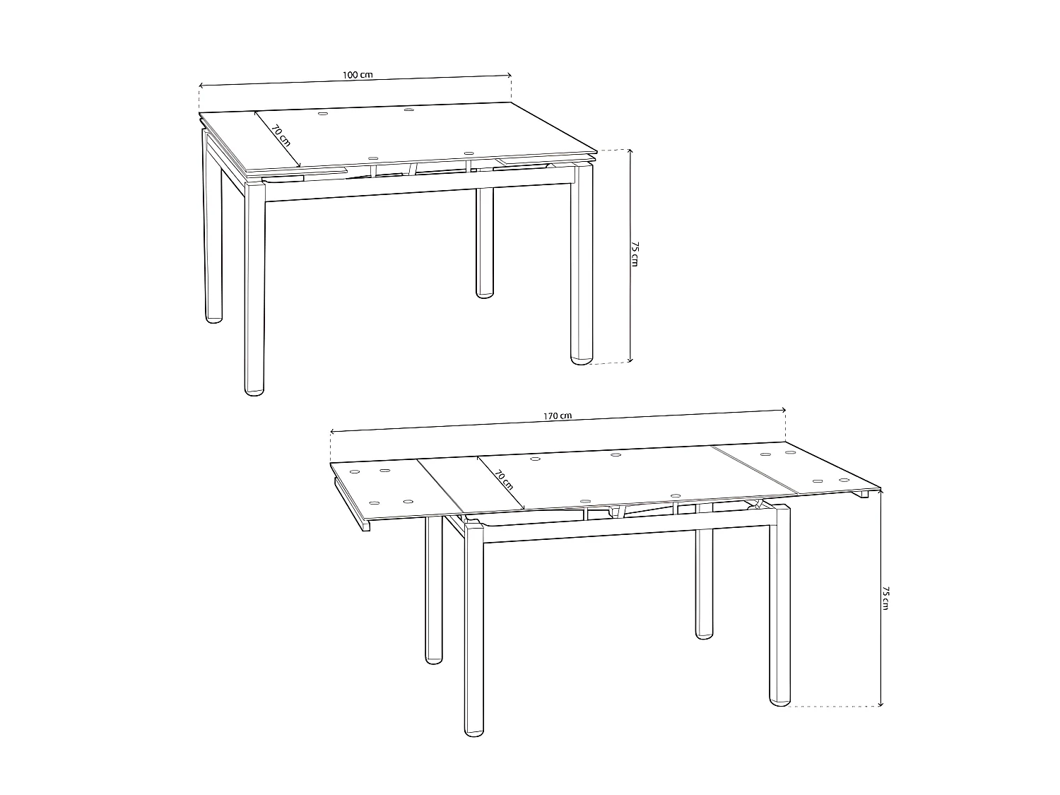 Mesa de cocina extensible Chef Gris - Blanco