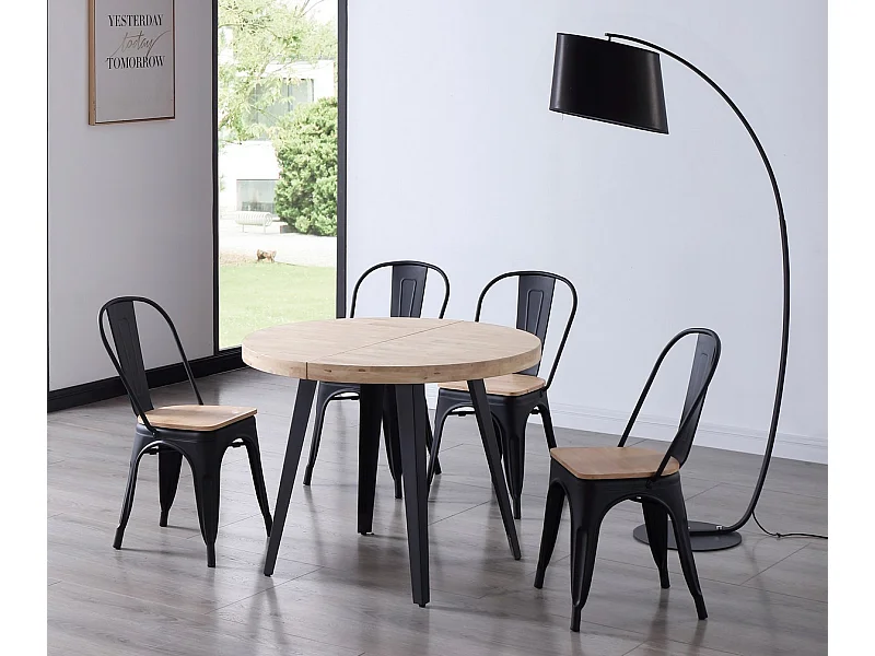 Mesa de comedor Berg extensible forma redonda roble Nordish/negro Adec