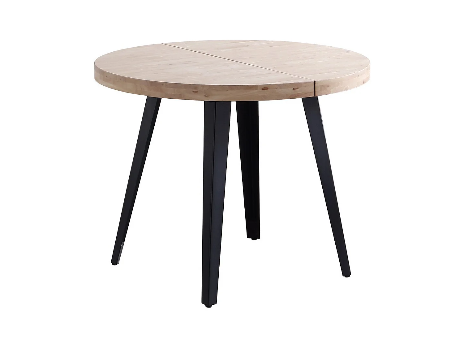 Table à manger ronde extensible Bali en chêne nordique/noir 76 x 100-180 x 100 cm
