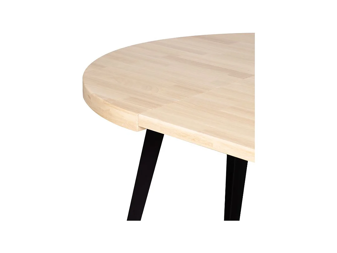 Table à manger ronde extensible Bali en chêne nordique/noir 76 x 100-180 x 100 cm