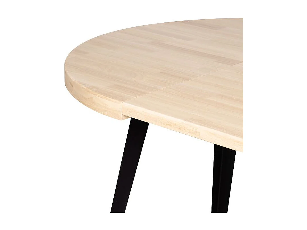 Table à manger ronde extensible Bali en chêne nordique/noir 76 x 100-180 x 100 cm