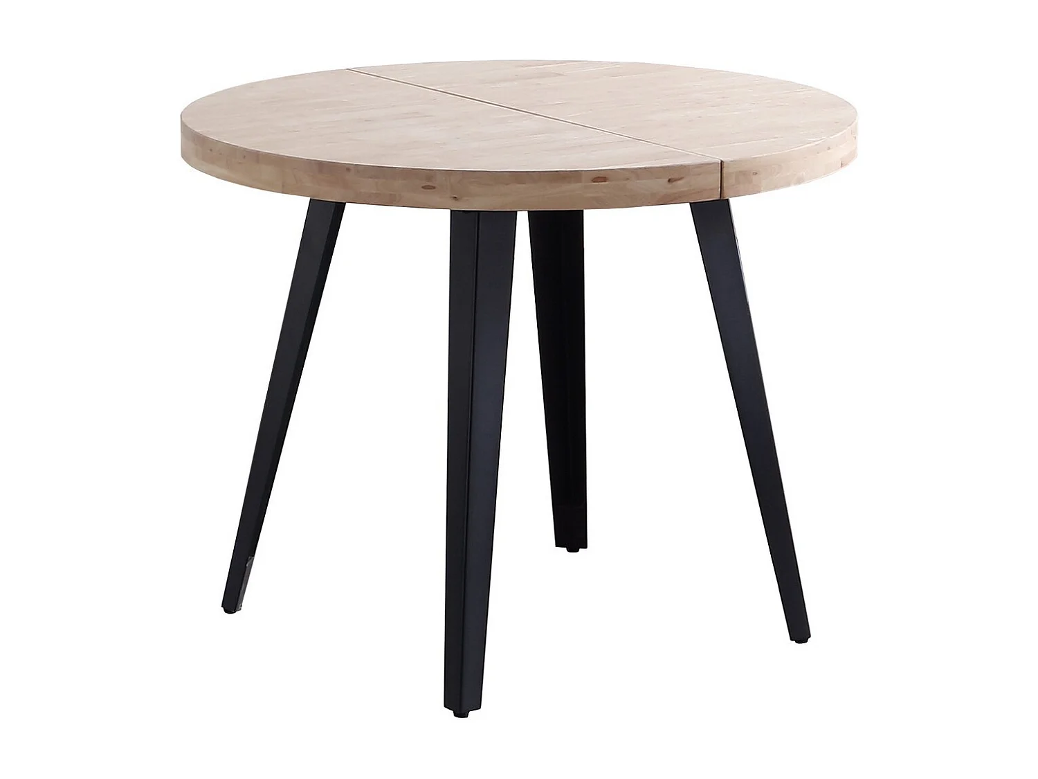 Mesa de jantar extensível redonda Bali em carvalho nórdico/preto 76x100-180x100 cm