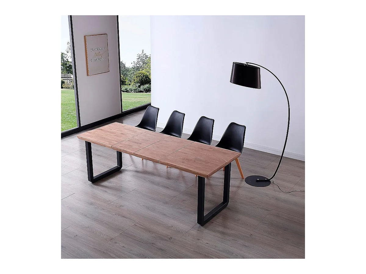 Mesa de comedor extensible Roma roble Honey/negro 77x140x80 cm Adec